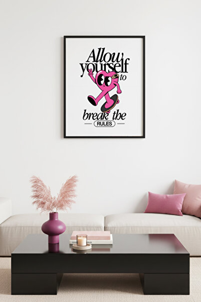 huhuli Tablou retro pop art cu ramă din lemn natural - Design distractiv cu r...