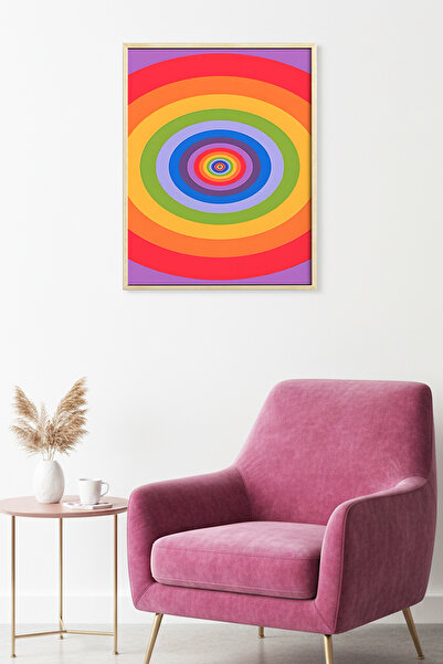 huhuli Επιτραπέζια ζωγραφιά με γεωμετρικό σχέδιο ουράνιου τόξου με φυσικό ξύλ...