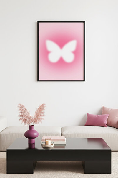 huhuli Ρετρό ζωγραφική με πεταλούδες με φυσικό ξύλινο πλαίσιο - Μοντέρνο γραφ...