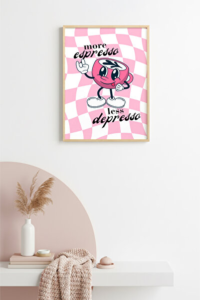 huhuli Ρετρό πίνακας με φυσικό ξύλινο πλαίσιο - Γραφικό σχέδιο εσπρέσο με θέμ...