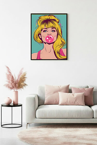 huhuli Επιτραπέζια ζωγραφιά με σχέδιο Pop Art με φυσικό ξύλινο πλαίσιο - Ρετρ...