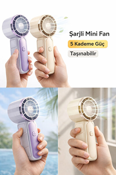 NOVAREX Global Şarjlı Mini El Fanı 800mAh – 5 Kademeli Güçlü Taşınabilir Vant...