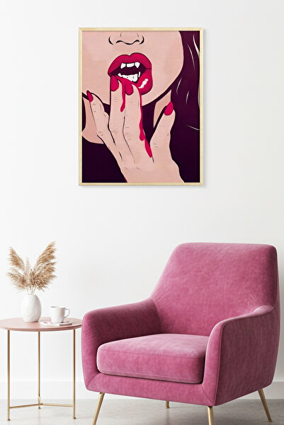 huhuli Επιτραπέζια ζωγραφιά με σχέδιο Pop Art με φυσικό ξύλινο πλαίσιο - Κόκκ...