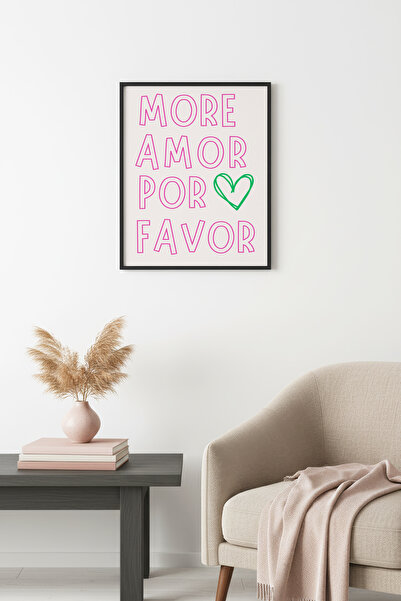 huhuli Ρετρό πίνακας με φυσικό ξύλινο πλαίσιο - Γραμματοσειρά Amor Por Favor ...