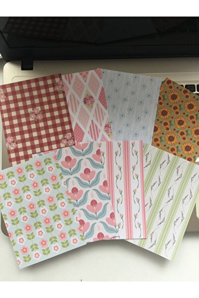 LaCerdaDizayn Çiçek Temalı Kağıt Seti 8'li, Bullet Journal, Ajanda Süsleme Ka...
