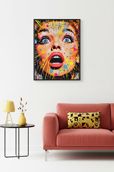 huhuli Επιτραπέζια ζωγραφιά με σχέδιο Pop Art με φυσικό ξύλινο πλαίσιο - Ζωντ...