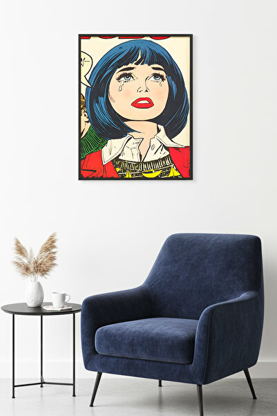 huhuli Πίνακας με μοτίβο πορτρέτου σε στυλ Ποπ Αρτ με φυσικό ξύλινο πλαίσιο -...