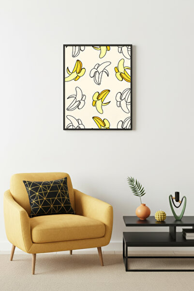 huhuli Επιτραπέζια ζωγραφιά με ρετρό σχέδιο μπανάνας με φυσικό ξύλινο πλαίσιο...