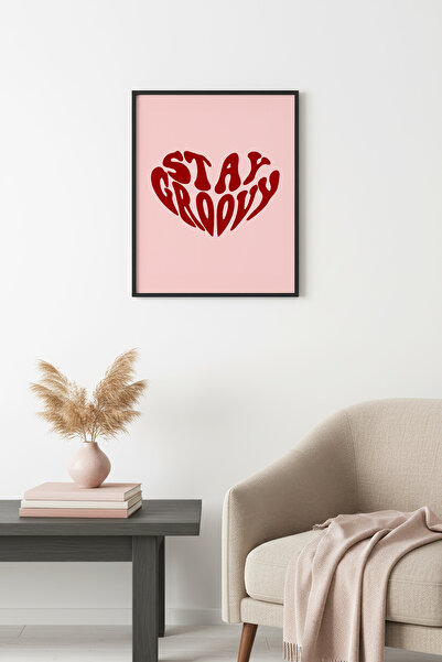 huhuli Ρετρό ζωγραφική με καρδιές με φυσικό ξύλινο πλαίσιο - Εκτύπωση με την ...