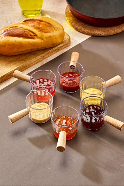 Motto Kitchen 6'lı Ahşap Saplı Mıka Reçellik Sosluk Sofra Sunum Kahvaltı Seti...