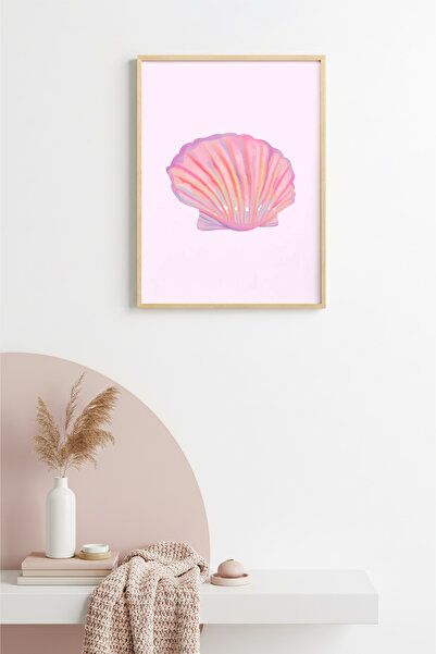 huhuli Ρετρό ζωγραφική με θέμα θαλάσσια κοχύλια με φυσικό ξύλινο πλαίσιο - Πα...