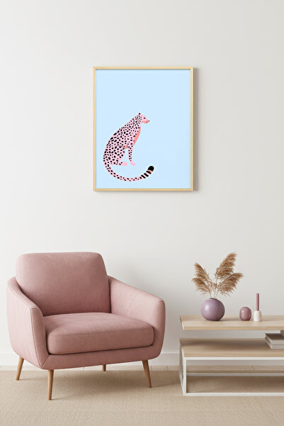 huhuli Ρετρό ζωγραφική με λεοπάρ σχέδιο με φυσικό ξύλινο πλαίσιο - Φιγούρα ζώ...