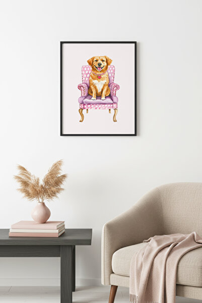 huhuli Ζωγραφική με σκύλο Γκόλντεν Ριτρίβερ με φυσικό ξύλινο πλαίσιο - Ρετρό ...