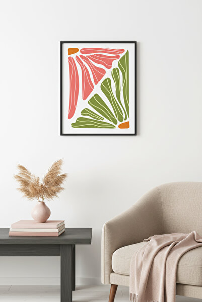 huhuli Ρετρό Βοτανικό Αφηρημένο Πίνακα με Φυσικό Ξύλινο Πλαίσιο - Μοτίβο με Ρ...