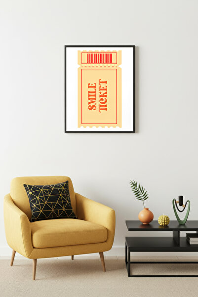 huhuli Ρετρό πίνακας με φυσικό ξύλινο πλαίσιο - με θέμα το Smile Ticket |   h...