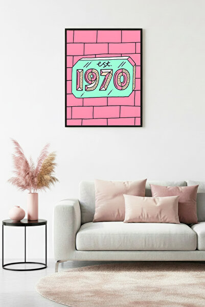 huhuli Επιτραπέζια ζωγραφιά με ρετρό σχέδια σε φυσικό ξύλινο πλαίσιο - Παστέλ...