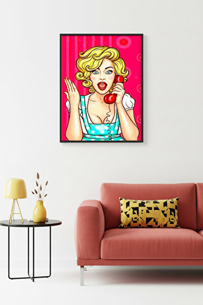 huhuli Επιτραπέζια ζωγραφιά με σχέδιο Pop Art με φυσικό ξύλινο πλαίσιο - Ρετρ...