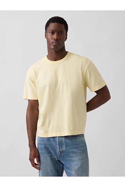 GAP Erkek Sarı Heavyweight Crop T-Shirt