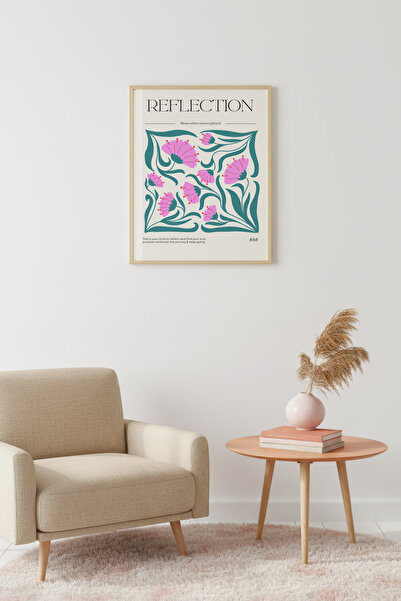 huhuli Τραπέζι με ρετρό φλοράλ σχέδιο με φυσικό ξύλινο πλαίσιο - Ροζ αποχρώσε...