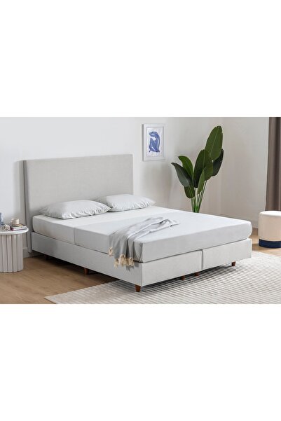 Vivense LUNA MILKY SABİT BAZA VE BAŞLIK, AÇIK GRİ, 140X200