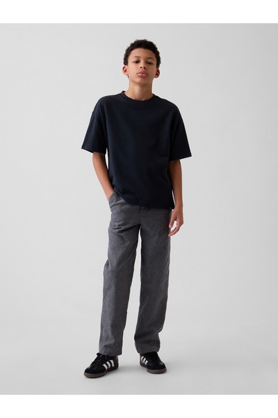 GAP Erkek Çocuk Siyah Keten Karışımı Relaxed Easy Pantolon