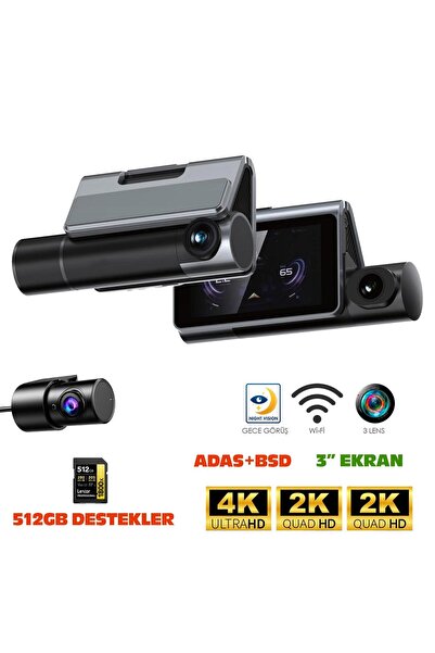 Navimex DVR-413 3" Araç İçi Kamerası Dvr Wi-Fi Lcd Ekranlı Gece Görüşlü Adas+...