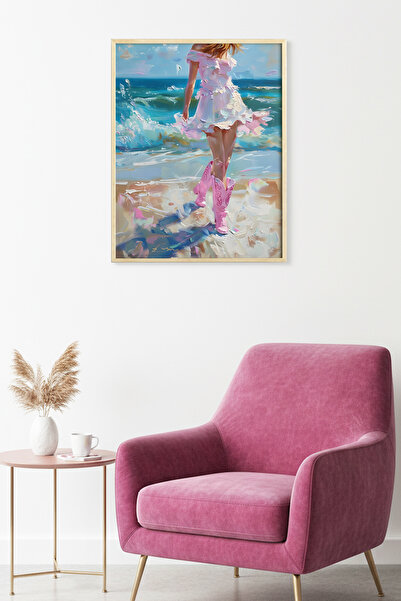 huhuli Εικονογραφικός πίνακας με φυσικό ξύλινο πλαίσιο - Τιρκουάζ Καλοκαίρι |...