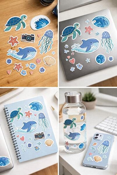 TRİMENT3D Ocean Dream – Set of 10 Cute Sea Stickers