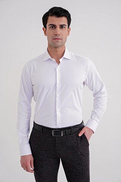 Efor Men's Slim Fit White Shirt Gk 752