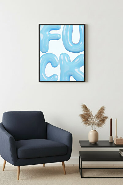 huhuli Ρετρό πίνακας με φυσικό ξύλινο πλαίσιο - Ποπ Αρτ με την επιγραφή FUCK ...