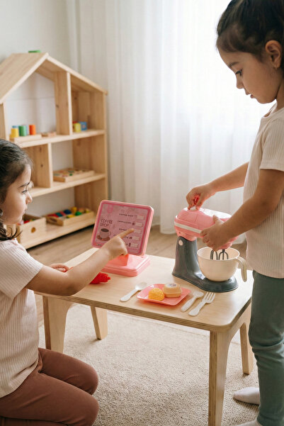 ROZİTOYS Kutulu Işıklı Oyuncak Kahve Makinesi Ve Mikser Set Pembe