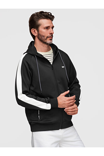 OMBRE Unisex Φούτερ B1717 με Φερμουάρ & Κουκούλα B1717 Μαύρο