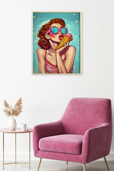 huhuli Επιτραπέζια ζωγραφιά με ρετρό σχέδιο ποπ αρτ με φυσικό ξύλινο πλαίσιο ...