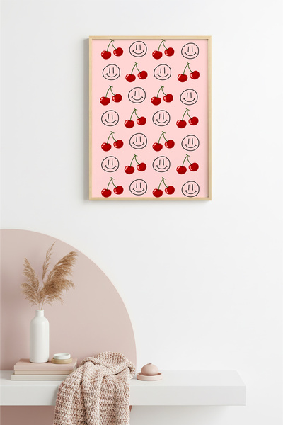 huhuli Ρετρό πίνακας με φυσικό ξύλινο πλαίσιο - Χαρούμενος πίνακας με μοτίβο ...