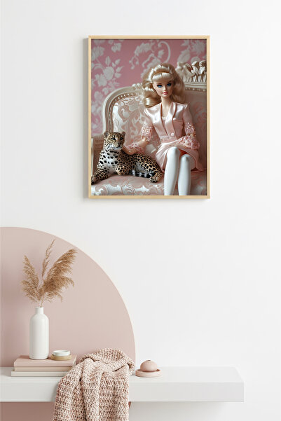 huhuli Tablou retro cu portret, cu ramă din lemn natural - cu model elegant c...