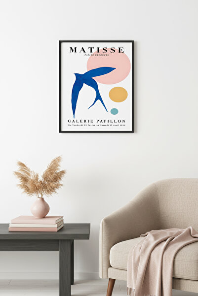 huhuli Ρετρό ζωγραφική με πουλιά με φυσικό ξύλινο πλαίσιο - Εκτύπωση αφηρημέν...