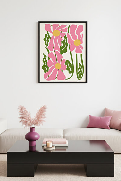 huhuli Επιτραπέζια ζωγραφιά με ρετρό σχέδιο λουλουδιών με φυσικό ξύλινο πλαίσ...