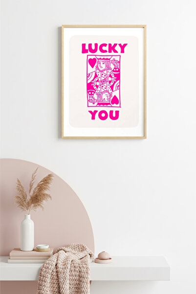 huhuli Ρετρό πίνακας ποπ αρτ με φυσικό ξύλινο πλαίσιο - Σχέδιο καρδιάς Lucky ...