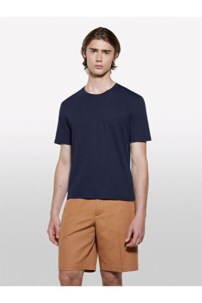 Sisley Ανδρικό μπλουζάκι Λινό Blended Crew Neck με κανονική εφαρμογή 325P3D8F...