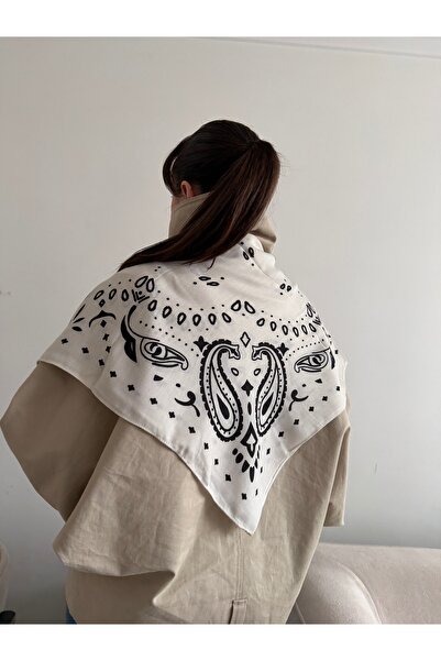 venti design Yumuşak Dokulu Kadın Fular - Krem rengi 90cm