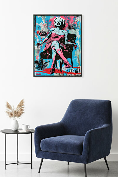 huhuli Πίνακας με γραφικά σχέδια με φυσικό ξύλινο πλαίσιο - Ροζ Μαύρο Ποπ Αρτ...