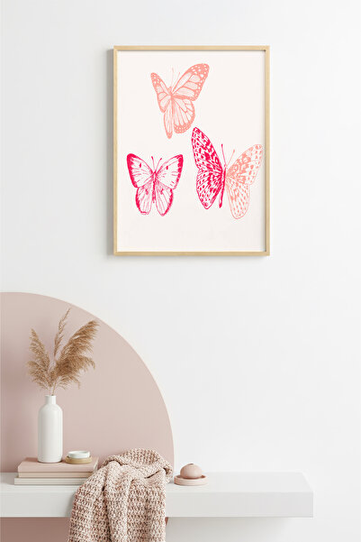 huhuli Ρετρό ζωγραφική με πεταλούδες με φυσικό ξύλινο πλαίσιο - Διακόσμηση το...