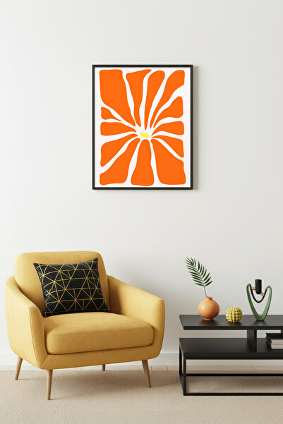 huhuli Ρετρό πίνακας ποπ αρτ με φυσικό ξύλινο πλαίσιο - Πορτοκαλί αφηρημένο σ...