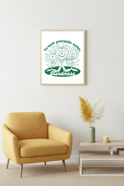 huhuli Ρετρό ζωγραφική με φυσικό ξύλινο πλαίσιο - Θέμα θετικής ευγένειας |   ...