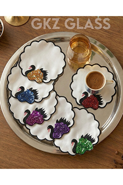 gkzglass home dekor 6 τεμάχια λινό ύφασμα με κεντητό σχέδιο καφέ, χαρτοπετσέτ...