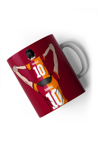Yellow Red Father Son Fan Lion Designed Custom Printed Gift Mug