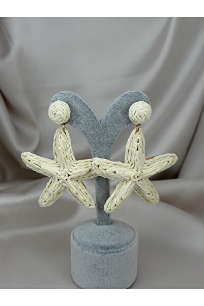 ZS Aksesuar Starfish Earrings Zr Model – Blue Tone Wicker Look Summer Women's...