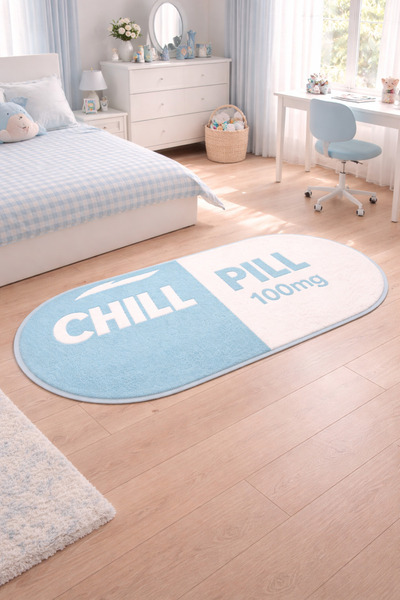 Rugs Modern Halı SDT Mavi Beyaz Tablet Formlu “Chill Pill” Dokuma Taban Dekor...