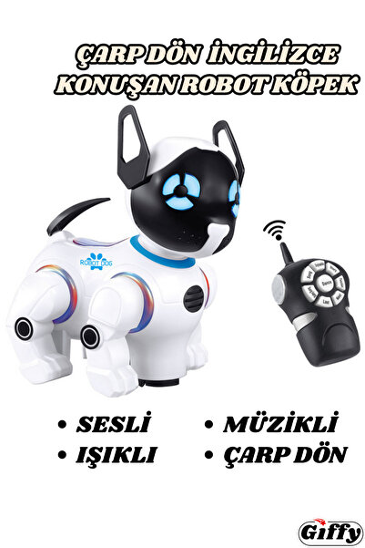 giffy Oyuncak İngilizce Konuşan Akıllı Çarp Dön Robot Köpek Kumandalı Sesli I...