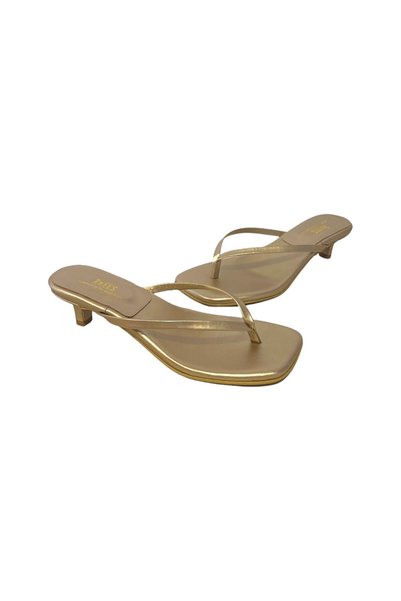 Tkees Women's Mini Heel Flip-Flops Gold Slippers